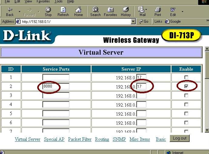 D-LinkDI-713p port forwarding setup